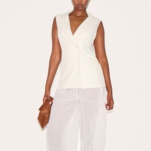 PLUS ALMOND VEST OVERLAY CHIFFON JUMPSUIT